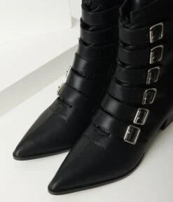 Black Leatherette Buckle Coven Boots -Pleaser Clothing Store black leatherette buckle coven boots 468369