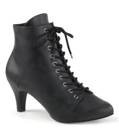 PLEASER Black Leatherette Heeled Ankle Boots