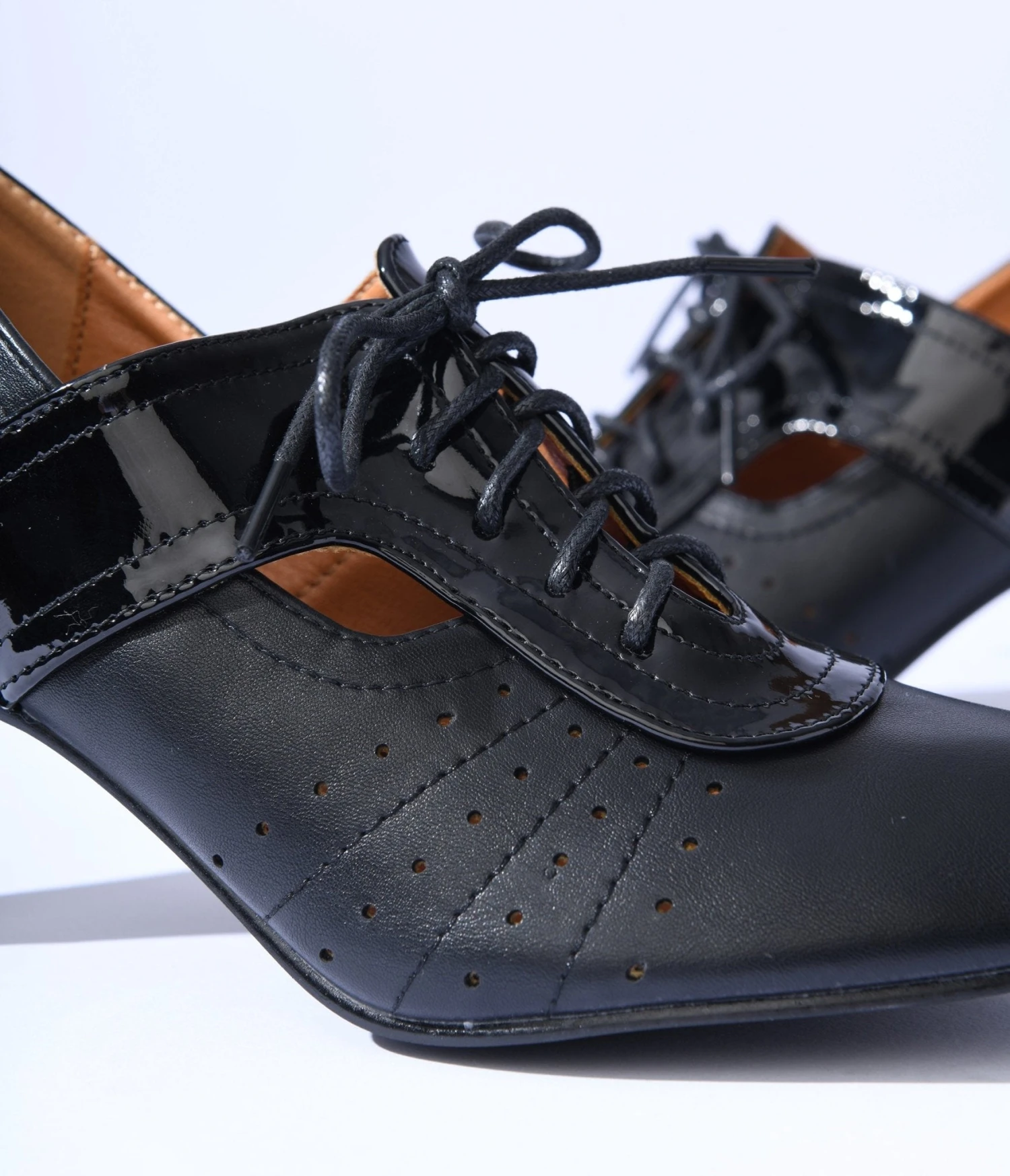 Black Leatherette Oxford Heels 2 Black Leatherette Oxford Heels - Image 2