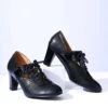 Black Leatherette Oxford Heels