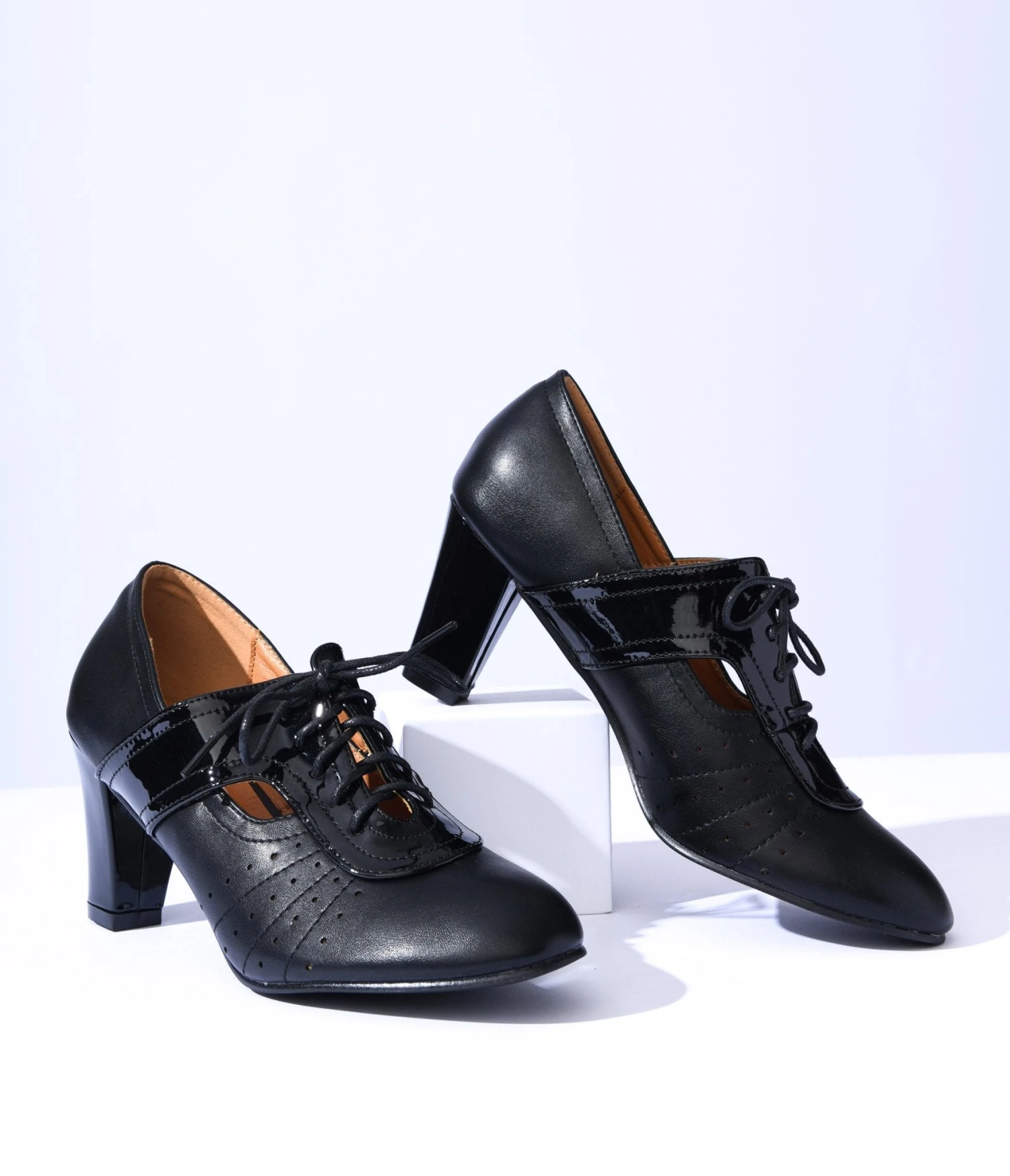 Black Leatherette Oxford Heels 1 Black Leatherette Oxford Heels