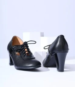 Black Leatherette Oxford Heels 5 Black Leatherette Oxford Heels -Pleaser Clothing Store black leatherette oxford heels 398427