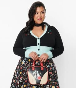 Black Let's Go Bowling Cropped Cardigan