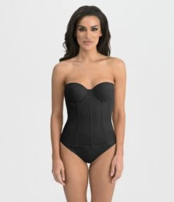 Black Low Back Strapless Longline Brianna Bra