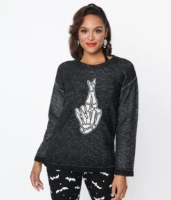 Black Lucky Oversized Sweater -Pleaser Clothing Store black lucky oversized sweater 294123