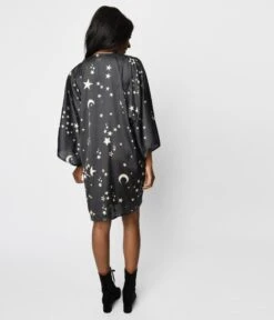 Black Moon & Stars Celestial Witch Kimono 5 Black Moon & Stars Celestial Witch Kimono -Pleaser Clothing Store black moon stars celestial witch kimono 822917
