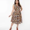 Black Multicolor Ditsy Floral Swing Dress