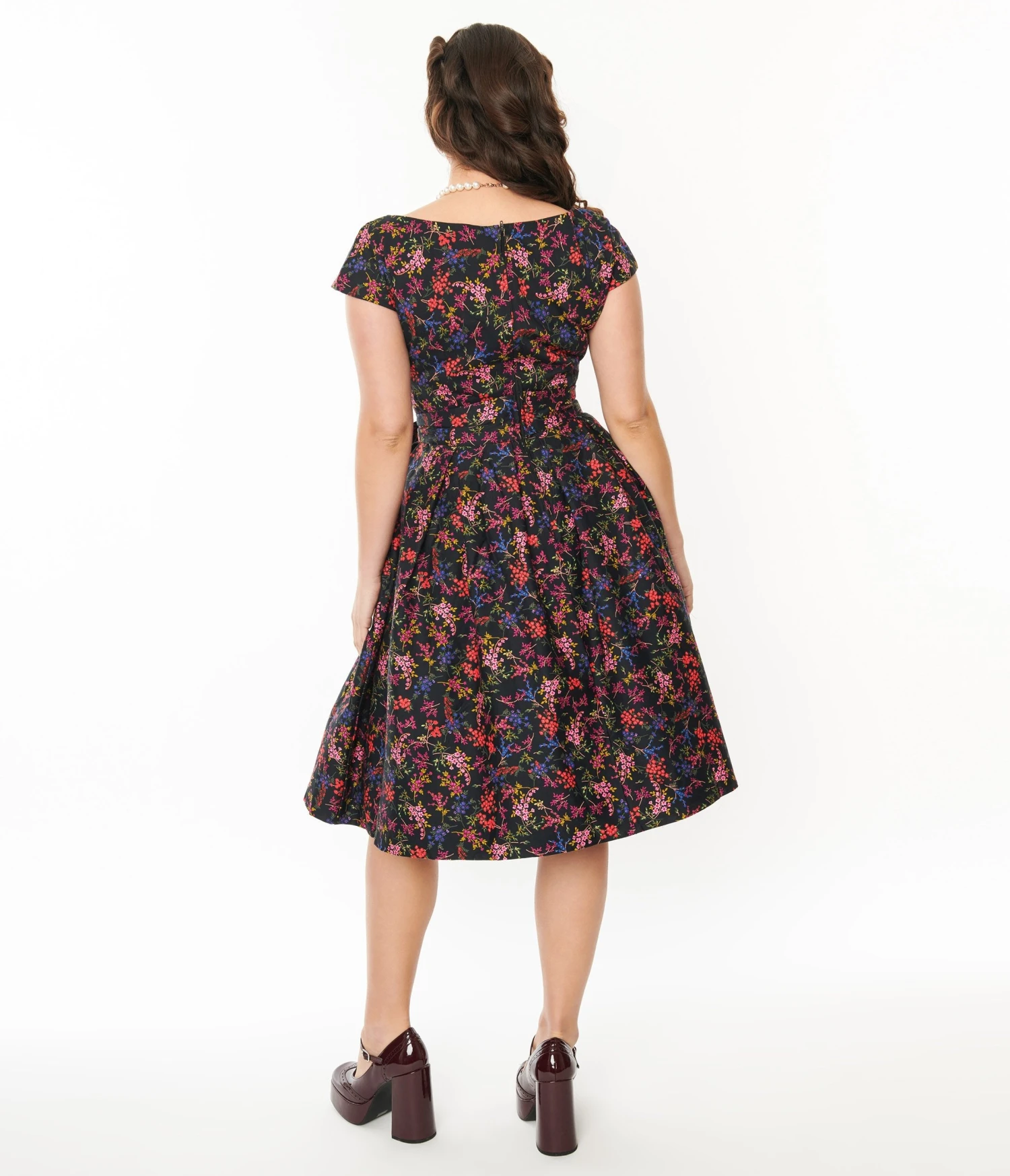 Black & Multicolor Floral Nova Swing Dress 3 Black & Multicolor Floral Nova Swing Dress - Image 3