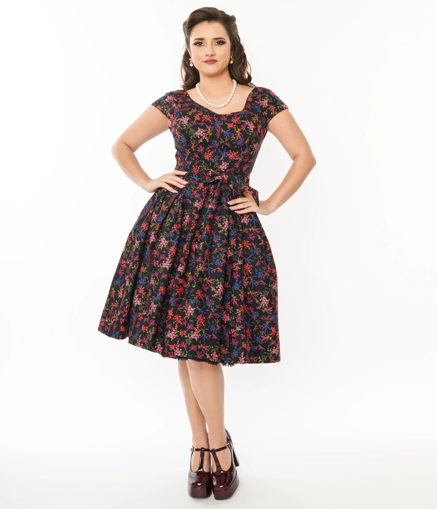 Black & Multicolor Floral Nova Swing Dress 1 Black & Multicolor Floral Nova Swing Dress