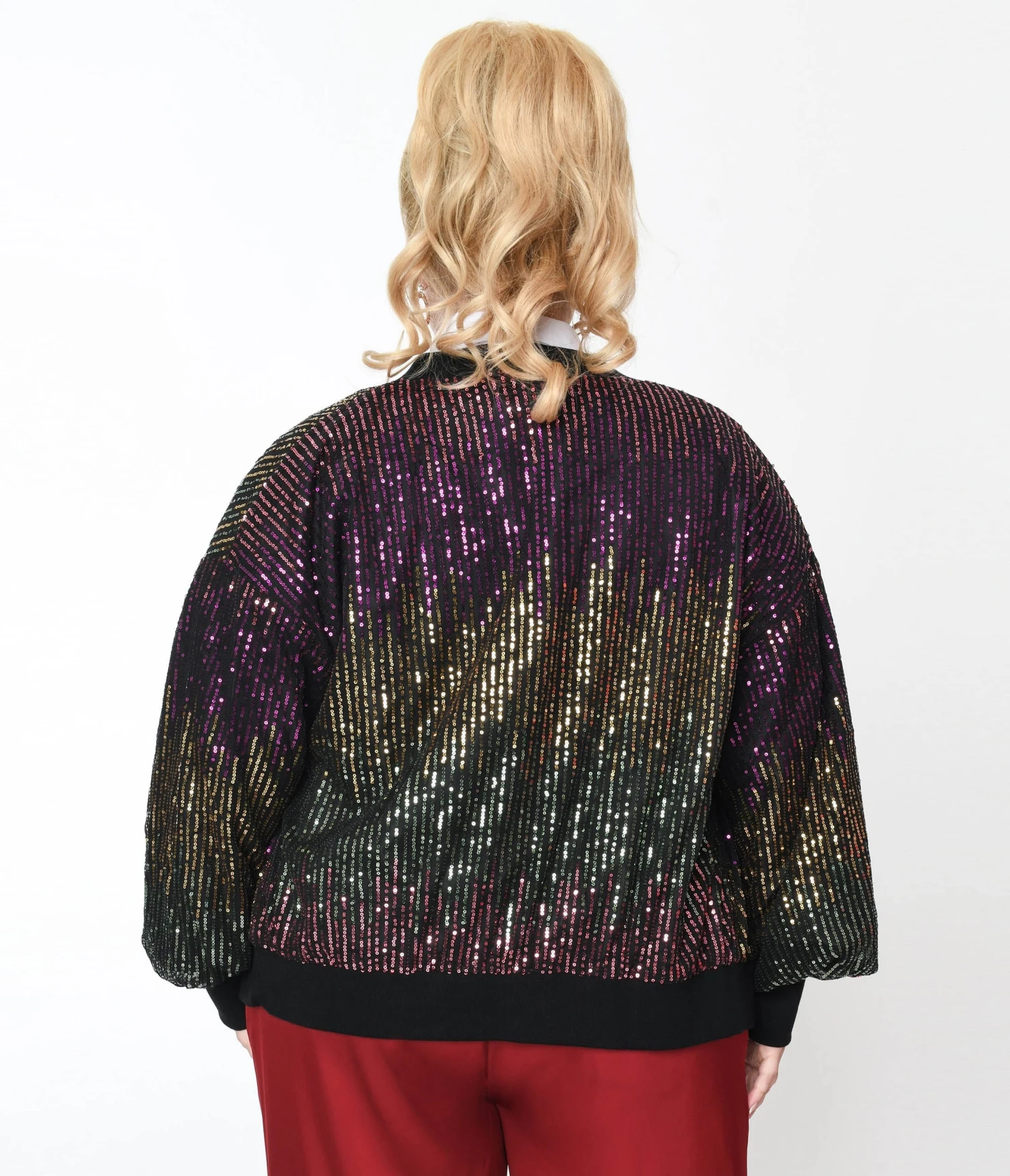 Black & Multicolor Sequin Bomber Jacket 3 Black & Multicolor Sequin Bomber Jacket - Image 3
