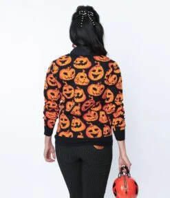 Black & Orange Pumpkin Sweater 5 Black & Orange Pumpkin Sweater -Pleaser Clothing Store black orange pumpkin sweater 139228