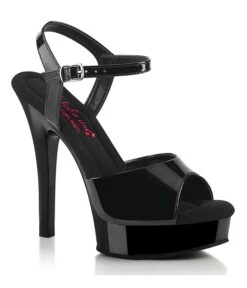 PLEASER Black Pantent Leatherette Platform Comfort Pump