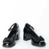 Black Patent Leatherette Bow Heels