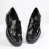 Black Patent Leatherette Chunky Loafers