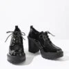 Black Patent Leatherette Platform Oxford Heels