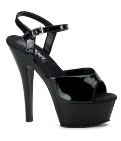 PLEASER Black Patent Leatherette Platform Sandals