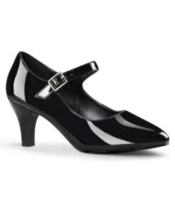 PLEASER Black Patent Leatherette Pointed Toe Mary Jane Heels