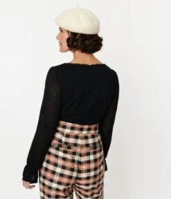 Black Perforated Diamond Knit Cardigan -Pleaser Clothing Store black perforated diamond knit cardigan 440644