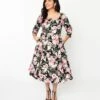 Black Pink Bloom Swing Dress