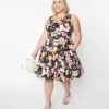 Black & Pink Cherry Blossom Swing Dress