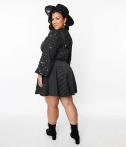 Black Pinstripe Bellona Shift Dress -Pleaser Clothing Store black pinstripe bellona shift dress 599557