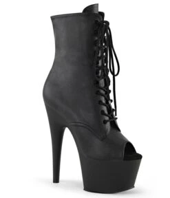 PLEASER Black Platform Peep Toe Ankle Boot