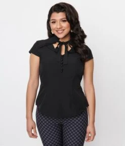 Black Pleated Tie Top 9 Black Pleated Tie Top -Pleaser Clothing Store black pleated tie top 561967