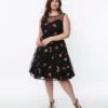 Black Polka Dot Tulle & Pink Floral Swing Dress