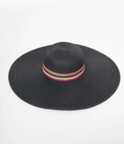 Black & Rainbow Ribbon Sun Hat