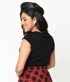 Black & Red Bow Sailor Top -Pleaser Clothing Store black red bow sailor top 843627