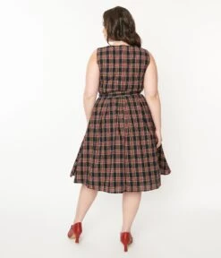 Black & Red Plaid Annie Swing Dress -Pleaser Clothing Store black red plaid annie swing dress 997928