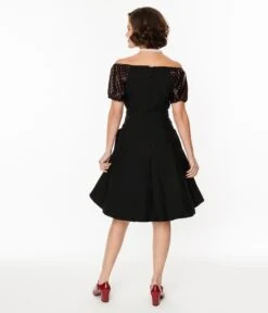 Black & Red Polka Dot Romie Flare Dress -Pleaser Clothing Store black red polka dot romie flare dress 633828