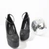 Black Rhinestone Platform Pumps