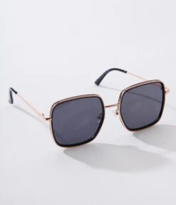 Black & Rose Gold Square Sunglasses -Pleaser Clothing Store black rose gold square sunglasses 510100
