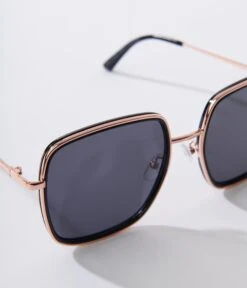 Black & Rose Gold Square Sunglasses -Pleaser Clothing Store black rose gold square sunglasses 724810