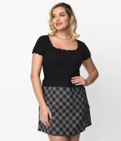 Black Ruffle Knit Top -Pleaser Clothing Store black ruffle knit top 593184