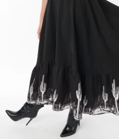 Black Saguaro Cactus Maxi Dress -Pleaser Clothing Store black saguaro cactus maxi dress 640050