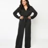 Black Satin Tie Waist Jumpsuit