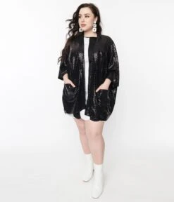 Black Sequin Glitter Cardigan -Pleaser Clothing Store black sequin glitter cardigan 978517