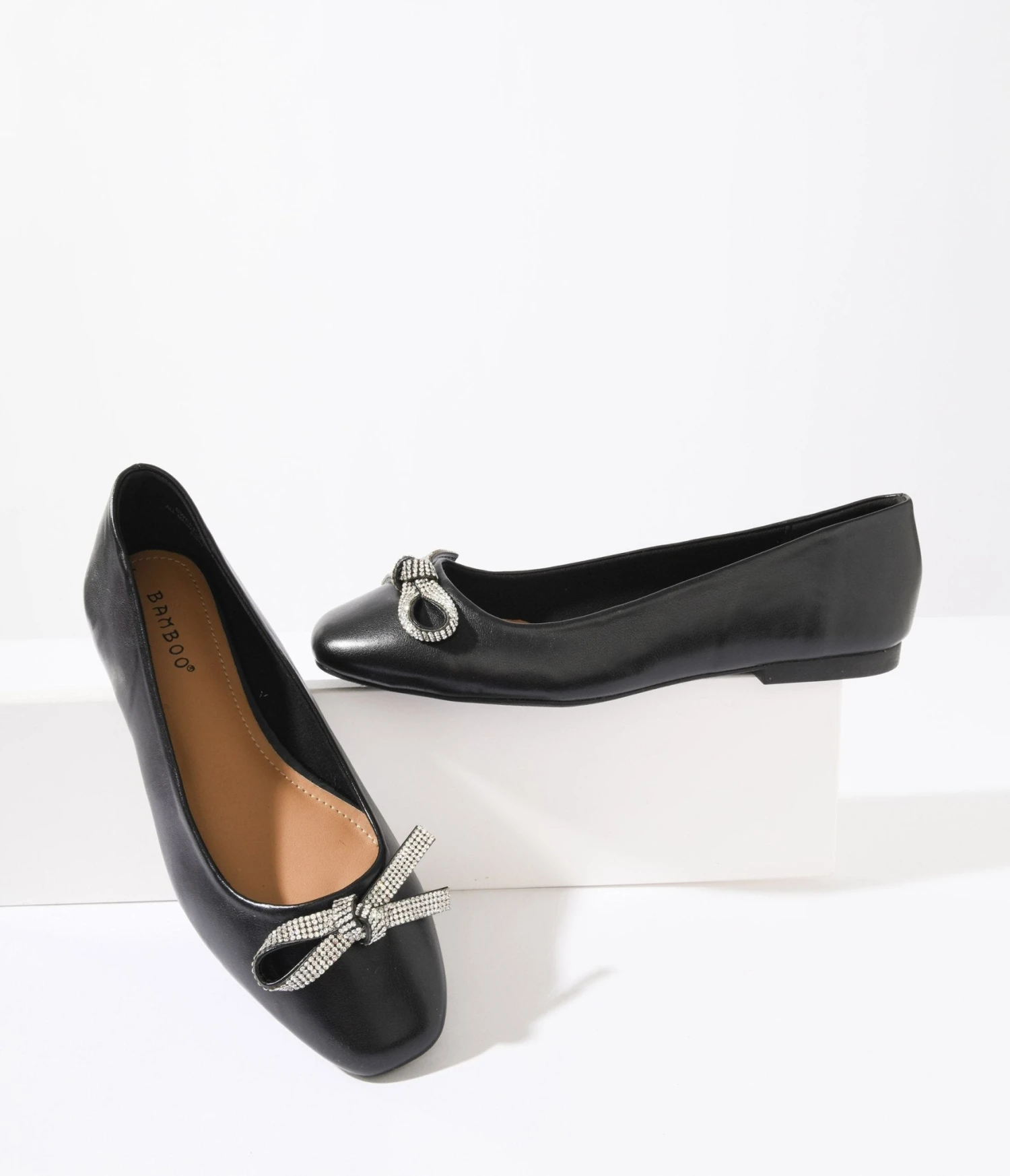 Black & Silver Rhinestone Bow Ballerina Flats 1 Black & Silver Rhinestone Bow Ballerina Flats