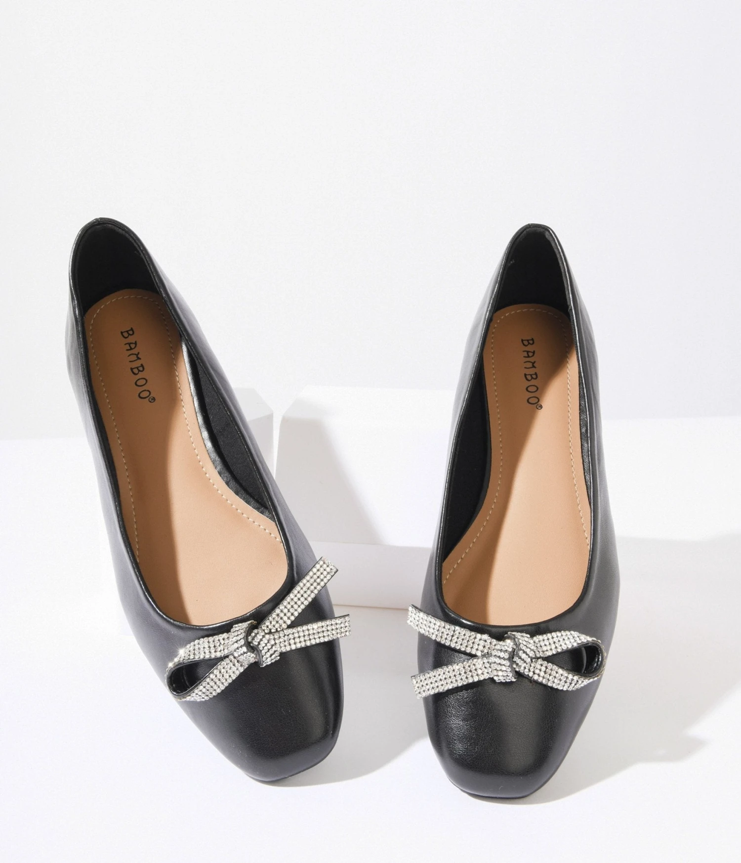 Black & Silver Rhinestone Bow Ballerina Flats 2 Black & Silver Rhinestone Bow Ballerina Flats - Image 2