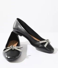 Black & Silver Rhinestone Bow Ballerina Flats 5 Black & Silver Rhinestone Bow Ballerina Flats -Pleaser Clothing Store black silver rhinestone bow ballerina flats 705571