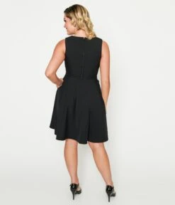 Black Skull & Rose Flare Dress -Pleaser Clothing Store black skull rose flare dress 969300