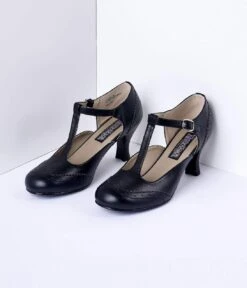 PLEASER Black T-Strap Mary Jane Heels