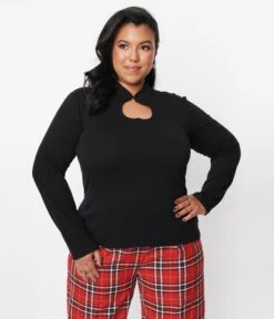 Black Tear Drop Keyhole Top -Pleaser Clothing Store black tear drop keyhole top 803977