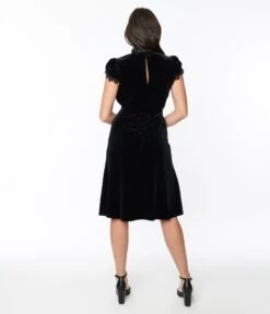 Black Velvet Lace Midi Shift Dress -Pleaser Clothing Store black velvet lace midi shift dress 505049