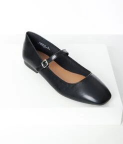 Black Vinyl Leatherette Mary Jane Flats -Pleaser Clothing Store black vinyl leatherette mary jane flats 260602