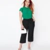 Black Waist Tie Capri Pants