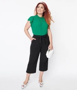 Black Waist Tie Capri Pants -Pleaser Clothing Store black waist tie capri pants 657333