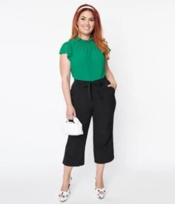 Black Waist Tie Capri Pants -Pleaser Clothing Store black waist tie capri pants 963178